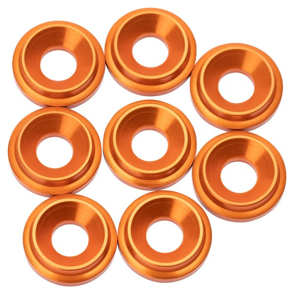 7075 LowPro Countersunk Washers, M3, Orange, 8pcs