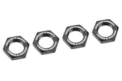 Wheel Nut - Serrated - Aluminum - Black - 4pcs
