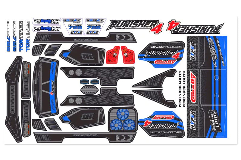 Body Decal Sheet - Punisher 4 - Pre-Cut - Color Blue - 1pc
