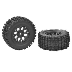 Tire set Glued on Black Rims - 1 pair