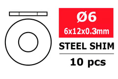 Steel Metric Shim - 6x12x0.3mm - 10pcs