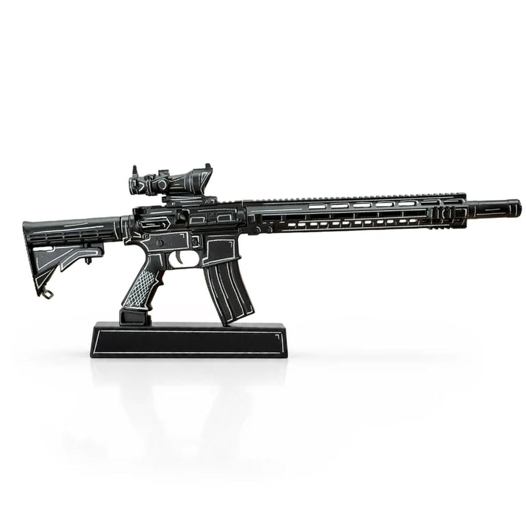 AR-15 Black with White Cel Shade Diecast 1:3 Scale Model