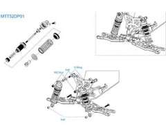 Aluminum Threaded Shock Set, for Mini-T 2.0 B2 Drag