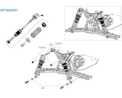 Aluminum Rear Threaded Shock Set, for Losi Mini-T 2.0