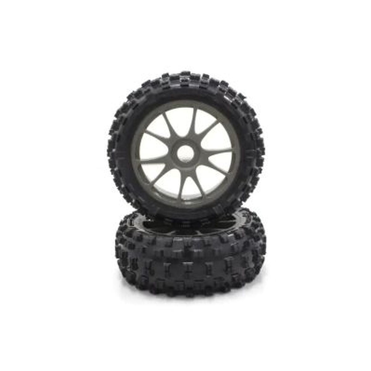 10-Spoke Wheel with Tire (Gunmetal/KC/2pcs)