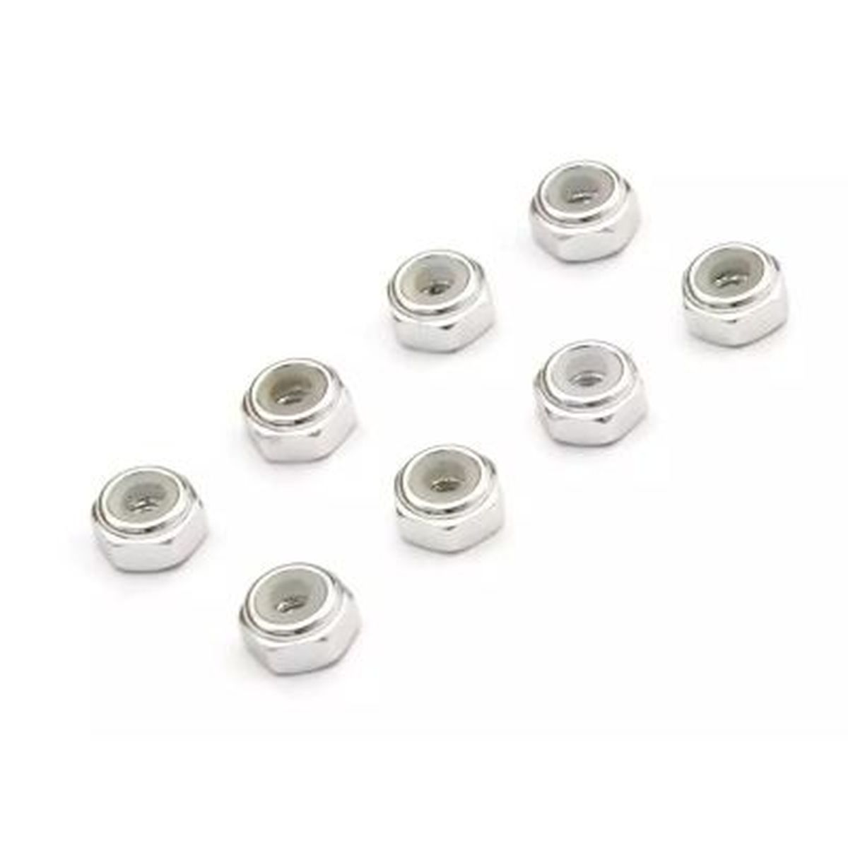 M2 Aluminum Nylon Color Nut 8pcs (Silver)