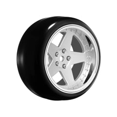 5 Spoke Matte Silver 1/10 Wheel Mounted Drift Tire, 2, 4