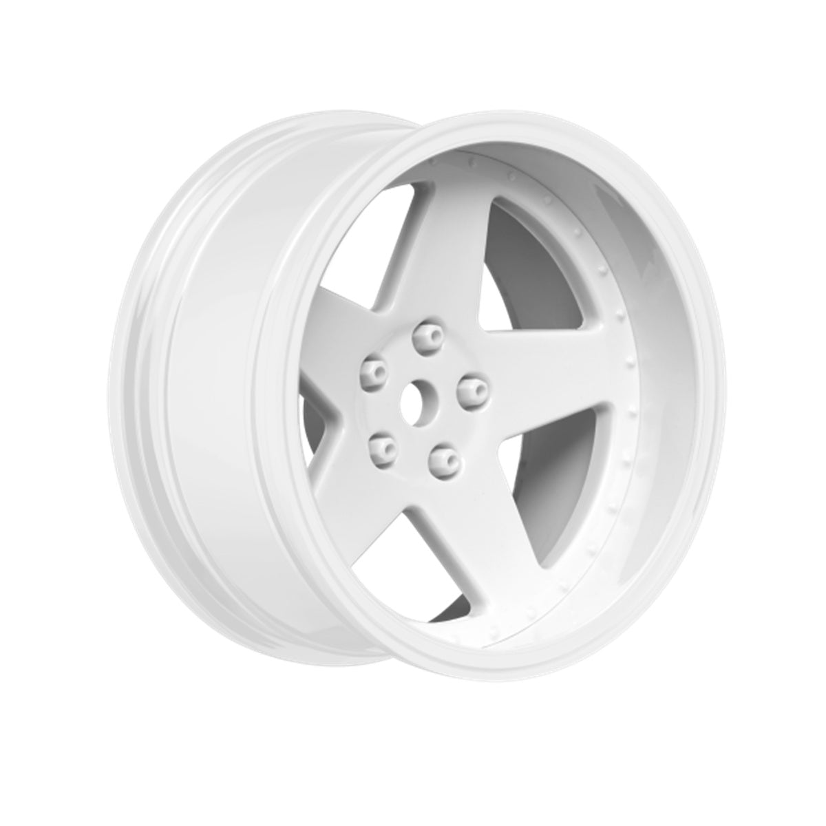 5 Spoke Gloss White 1/10 Drift Wheel, 2, 4, 6, 8mm Offset