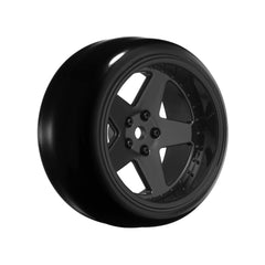 5 Spoke Gloss White 1/10 Wheel Mounted Drift Tire, 2, 4, 6, 8