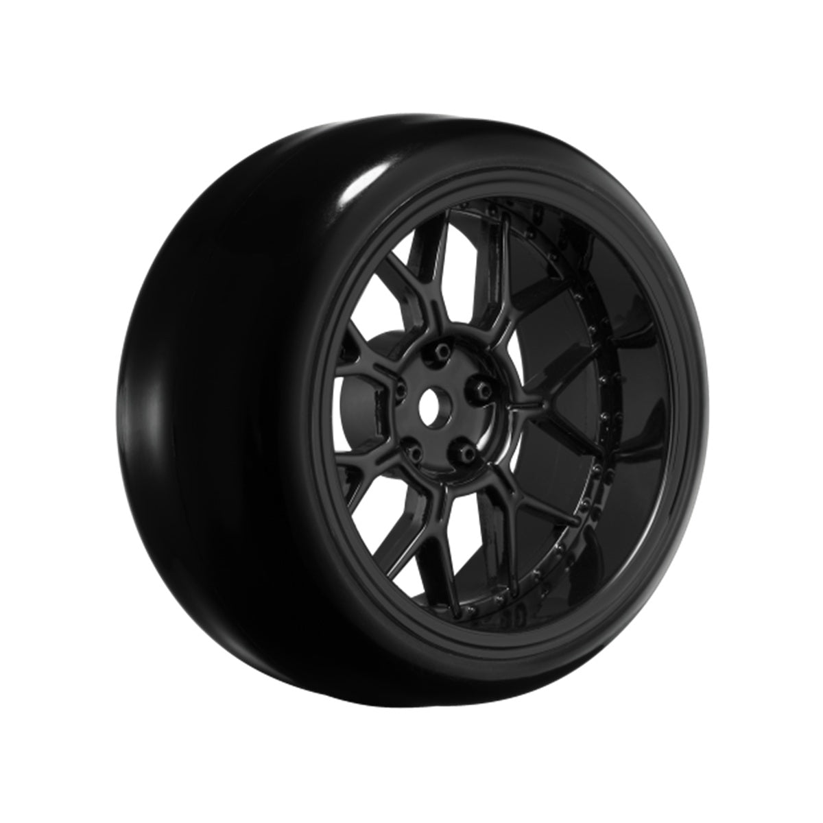 14 Spoke Gloss White 1/10 Wheel Mounted Drift Tire, 2, 4