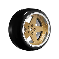 5 Spoke Bronze 1/10 Wheel Mounted Drift Tire, 2, 4, 6, 8