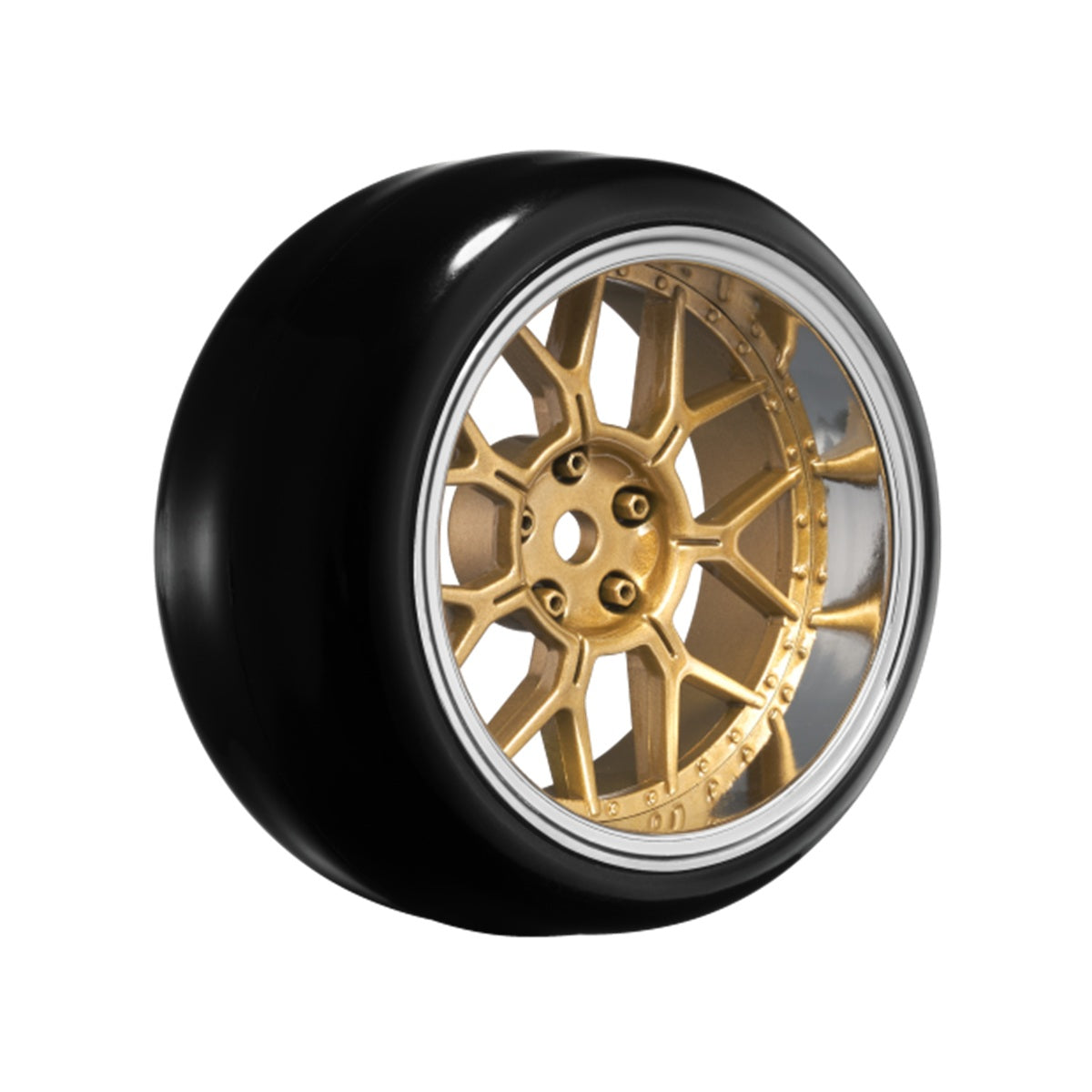 14 Spoke Bronze 1/10 Wheel Mounted Drift Tire, 2, 4, 6, 8