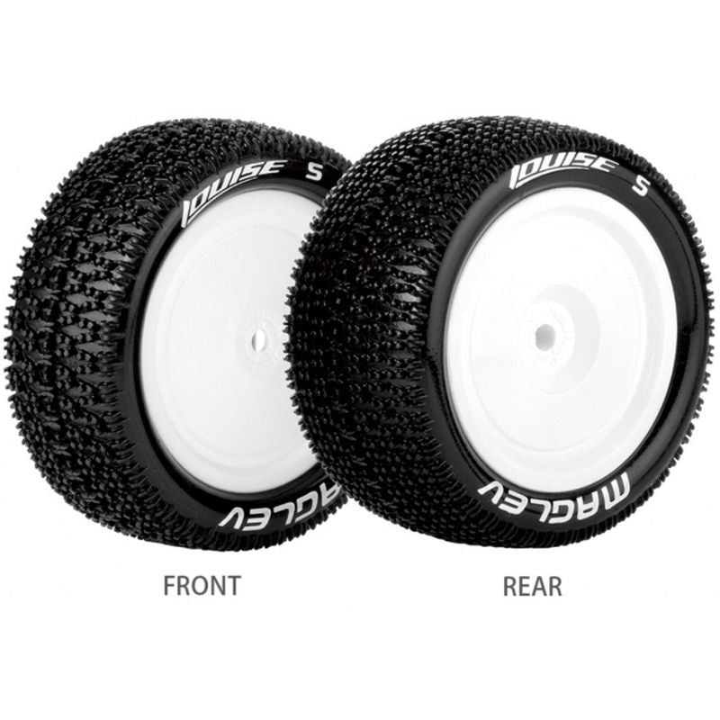 E-Maglev 1/10 4WD Rear Buggy Tire, Soft, Mounted on White