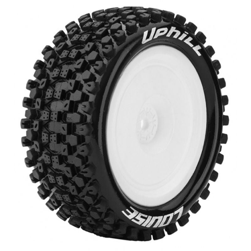 E-Uphill 1/10 4WD Rear Buggy Tire, Soft, Mounted on White