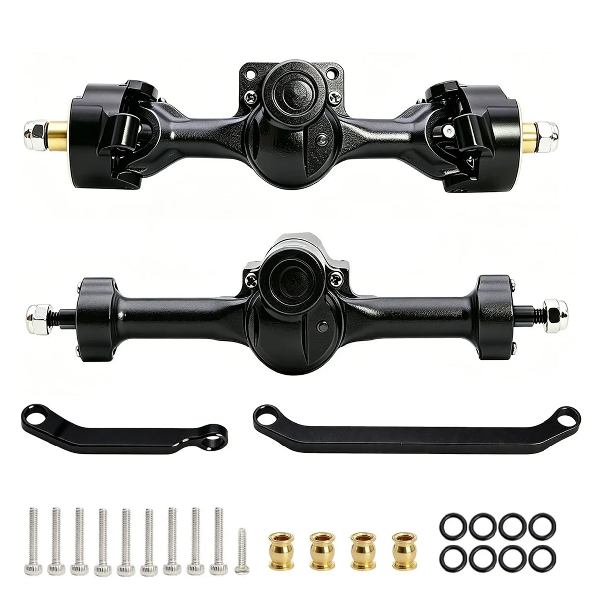 Axial SCX30 Front + Rear Aluminum Complete Axles Black