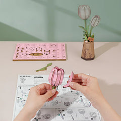 Pink Tulip DIY Wooden Flower