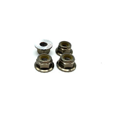 5mm Aluminum Flanged & Serrated Lock Nut 4pk, Gun Met