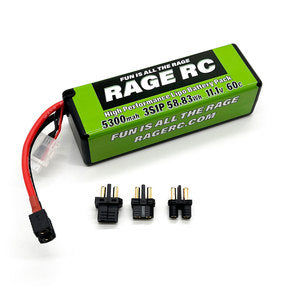 5300mAh 3S 11.1V 60C Hard Case LiPo Battery with Universal Connector EC3, XT60, T-Plug