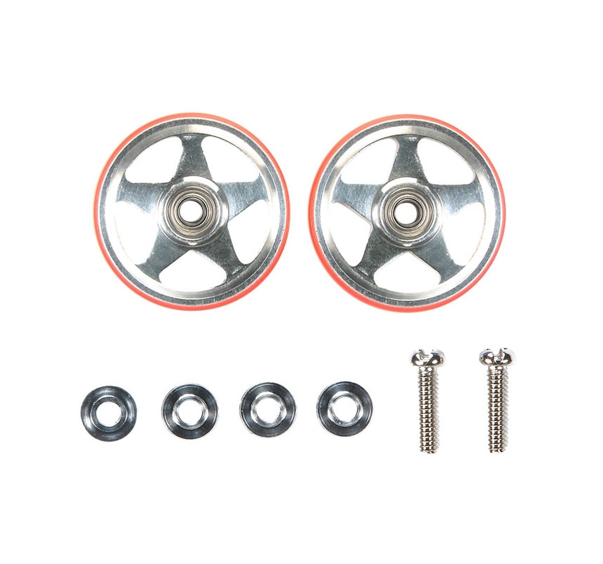JR 19mm Alum 5 Spoke Rollers w/Plastic Rings (Red)
