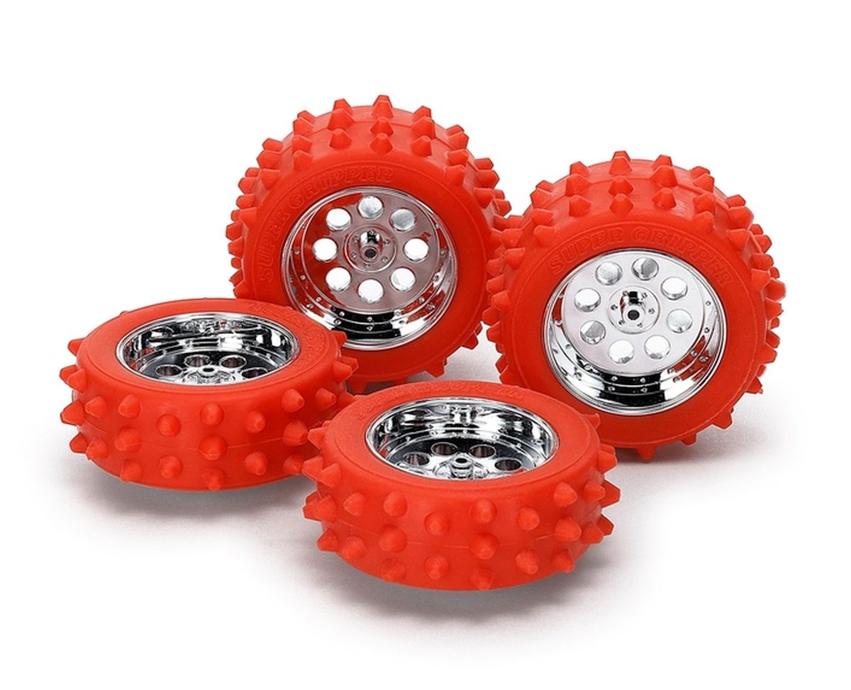 JR Spike Tire/Wheel Set, Red Tires/Silver Plated Wheels